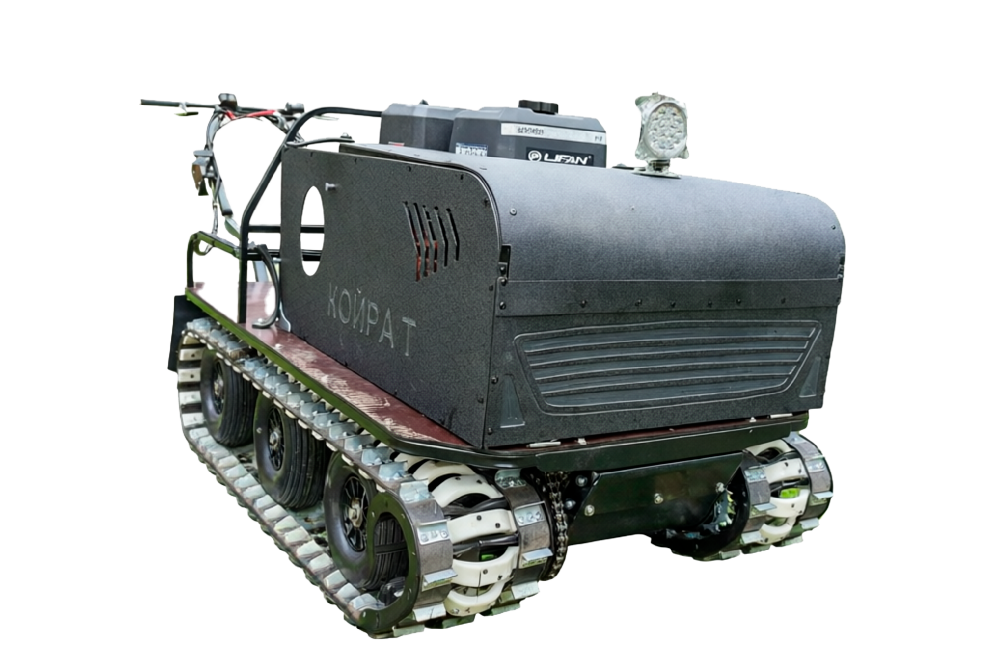 Всесезонный мотобуксировщик вездеход KOiRA T 20 E. ДВС 20 л/с с электростартером. (Стеклопластиковый)