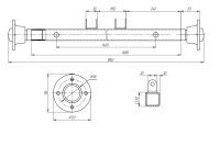 Ось прицепа в сборе со ступицами (без тормоза)