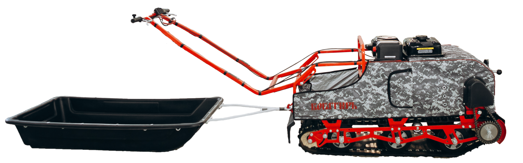 Мотобуксировщик - мотособака "Богатырь" 15 R. ДВС 15 л/с, с ручным стартером. Реверс-редуктор.