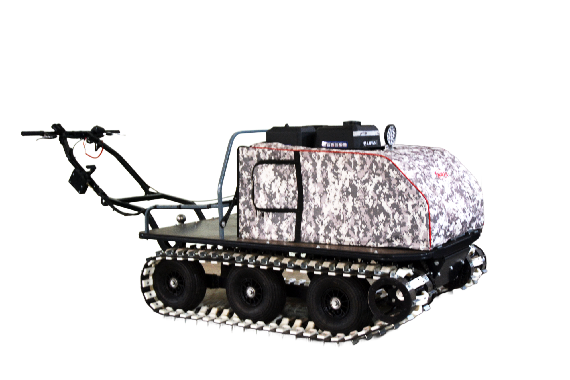 Всесезонный мотобуксировщик вездеход KOiRA T 15. ДВС 15 л/с с ручным стартером.