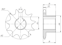 Звезда ведущая 11 зубьев ("KOiRA Т" без реверса / KOiRA Богатырь без реверса), шаг 15.875 (ИЖ)