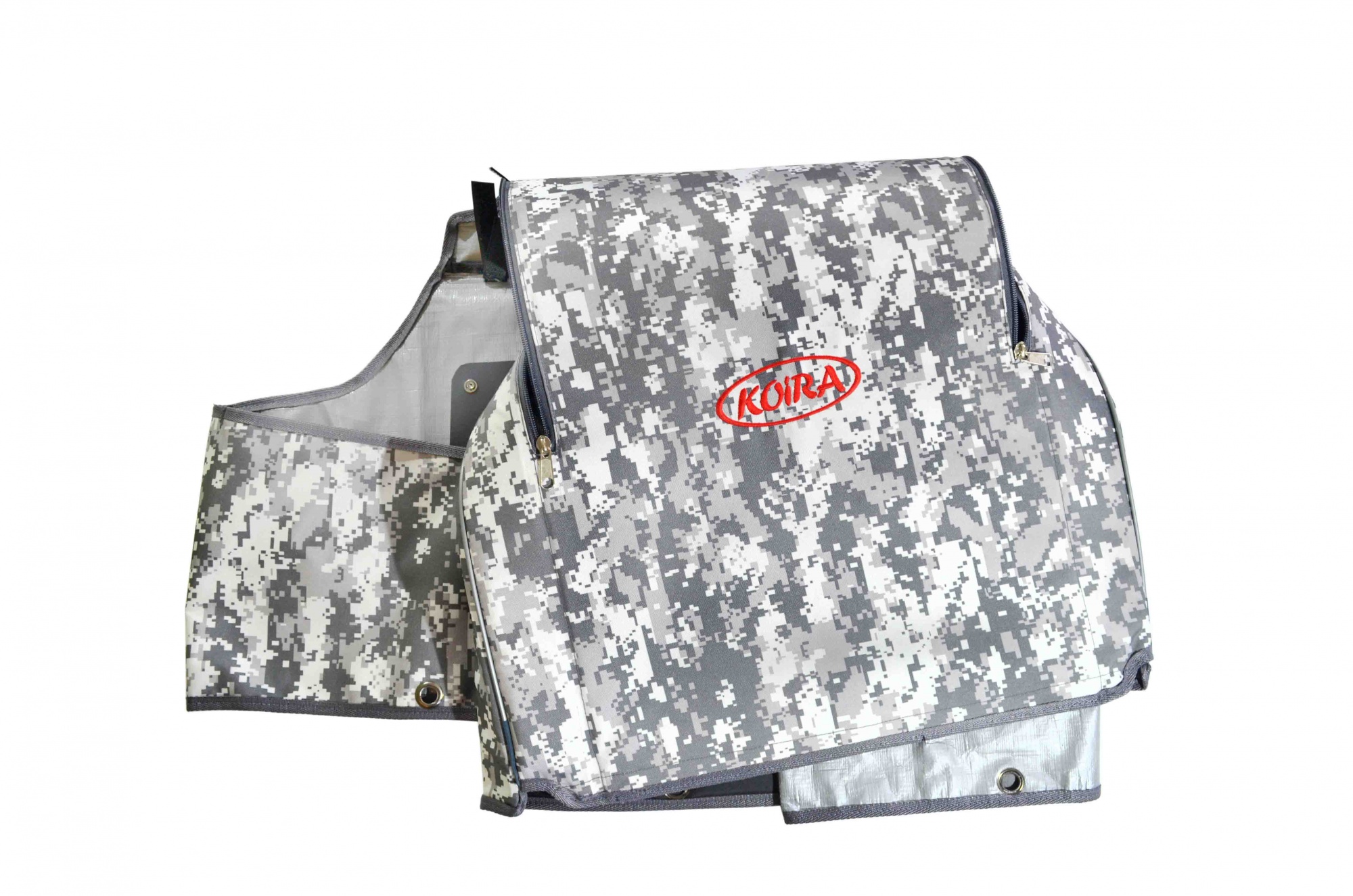 Капот для мотособаки "Богатырь" (тканно-пластиковый) Цвет: серо-белый пиксельный камуфляж